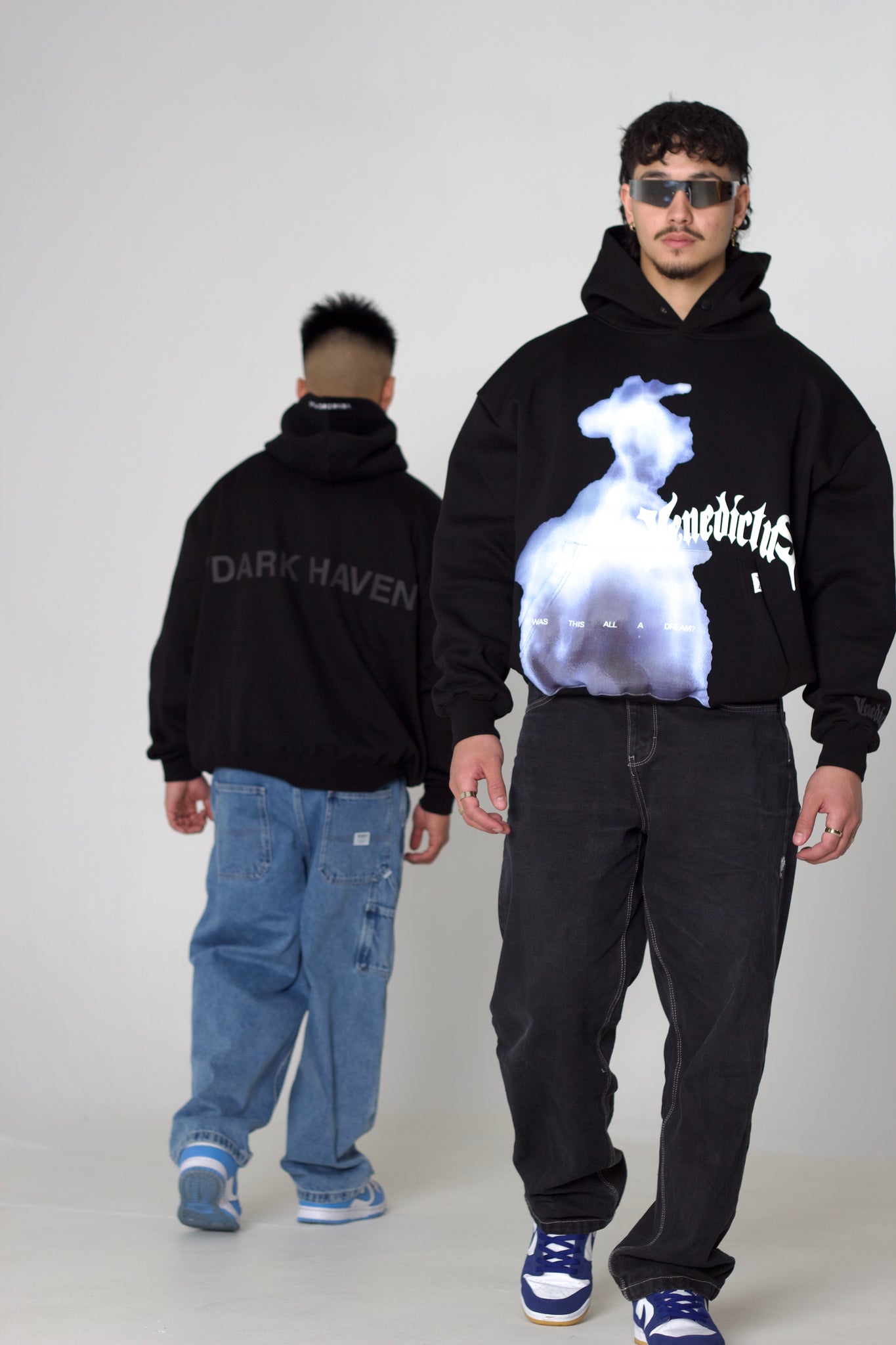 'DARK HAVEN' Blue Soul Hoodie - Black